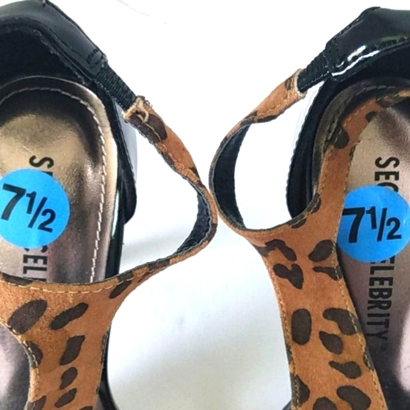 SECRET CELEBRITY BLACK LEOPARD HEELS SIZE 7.5 - Picture 6 of 12